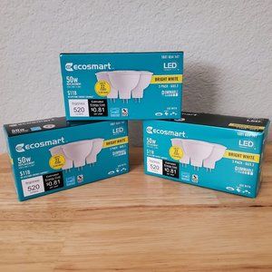 3 EcoSmart 520 Lumens GU5.3 50W 12V Bright White Dimmable LED Light Bulb 3Pk